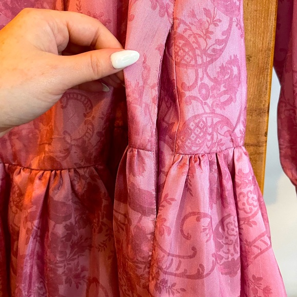 SZ S - Laura Ashley & Urban Outfitters Pink Anna Tie Neck Dress! - Picture 5 of 11